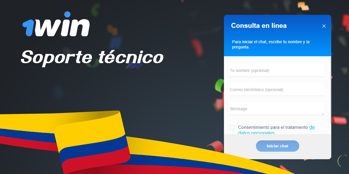 Formas disponibles para contactar al equipo de soporte de 1Win Colombia
