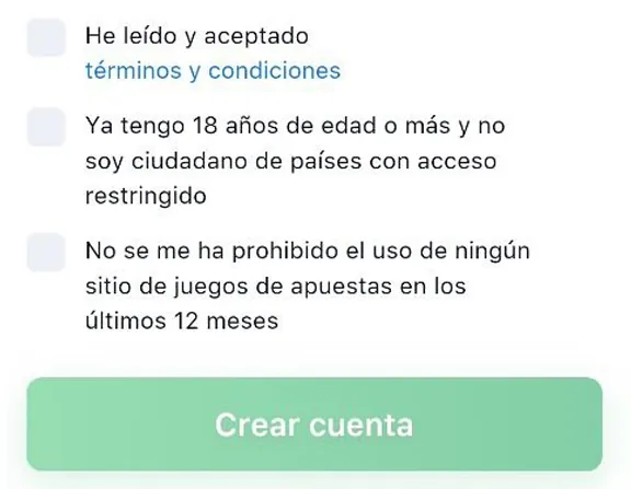 Botón de confirmación del registro en la 1win