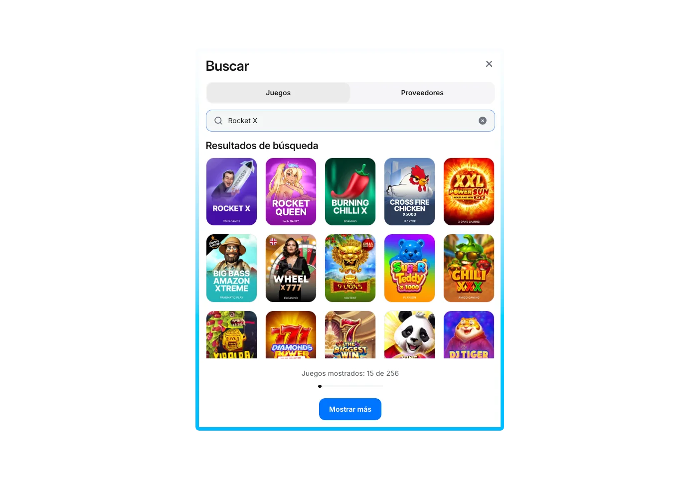 Buscar un juego en el casino